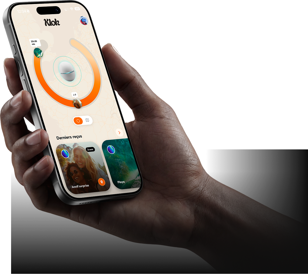 Phone screen showing the Klok app